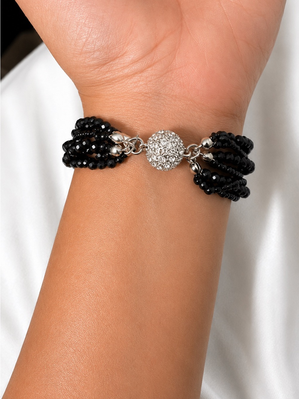 Black Beaded Multi-Strand Wrap Bracelet - Women's Jewelry